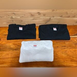 (3) NOS VTG Men’s Blank Supreme Made in USA Long Sleeve Tee T-Shirts L NEW - LOT